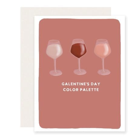 "Galentine's Day" Color Palette, Friend Wine Valentine Card