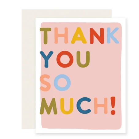 "Thank You So Much" Colorful Block Letters Card