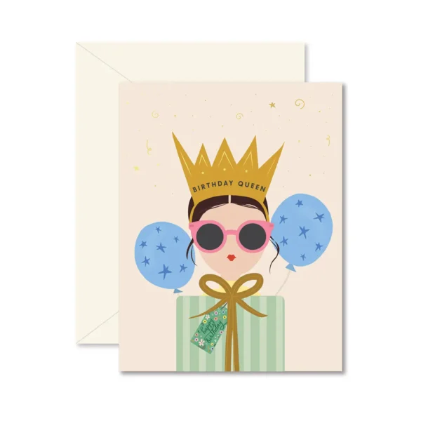 Birthday Queen brunette card